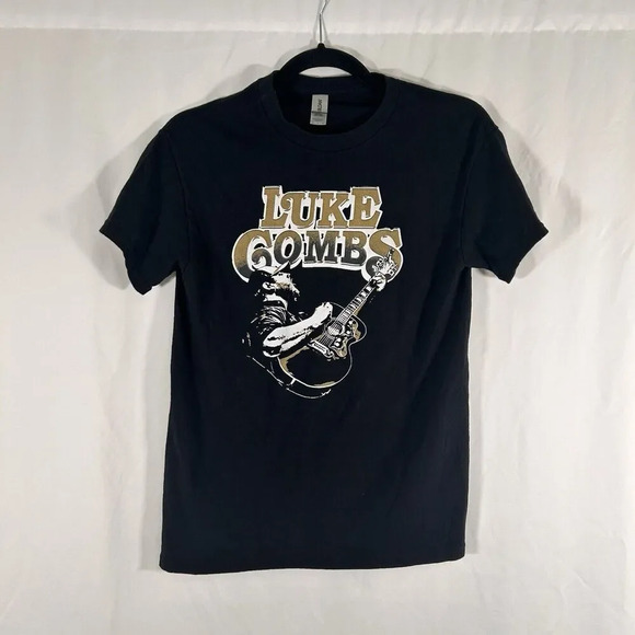 Luke Combs Shirt Unisex Small Black Graphic Print Short Sleeve Crew Neck Cotton - Picture 1 of 7